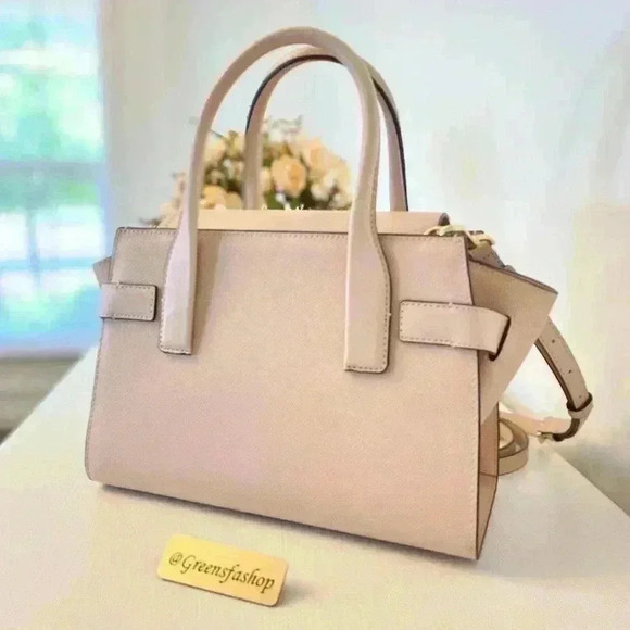 Michael Kors Purse Carmen Medium Flap Satchel shoulder bag buff - Picture 4 of 11